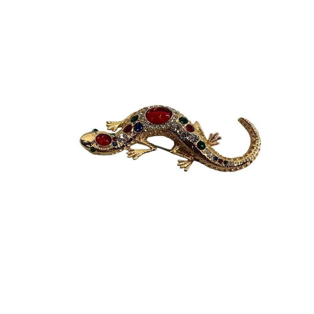 Vintage Lizard Brooch with Jewels on Top